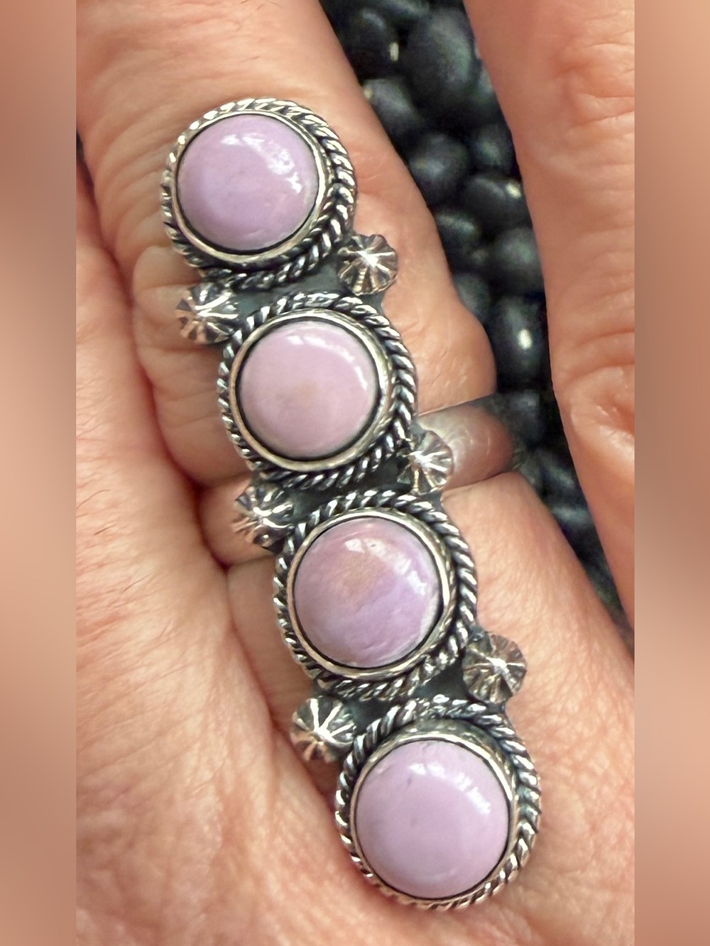 Handmade Sterling Silver & Phosphosiderite 4 stone ring